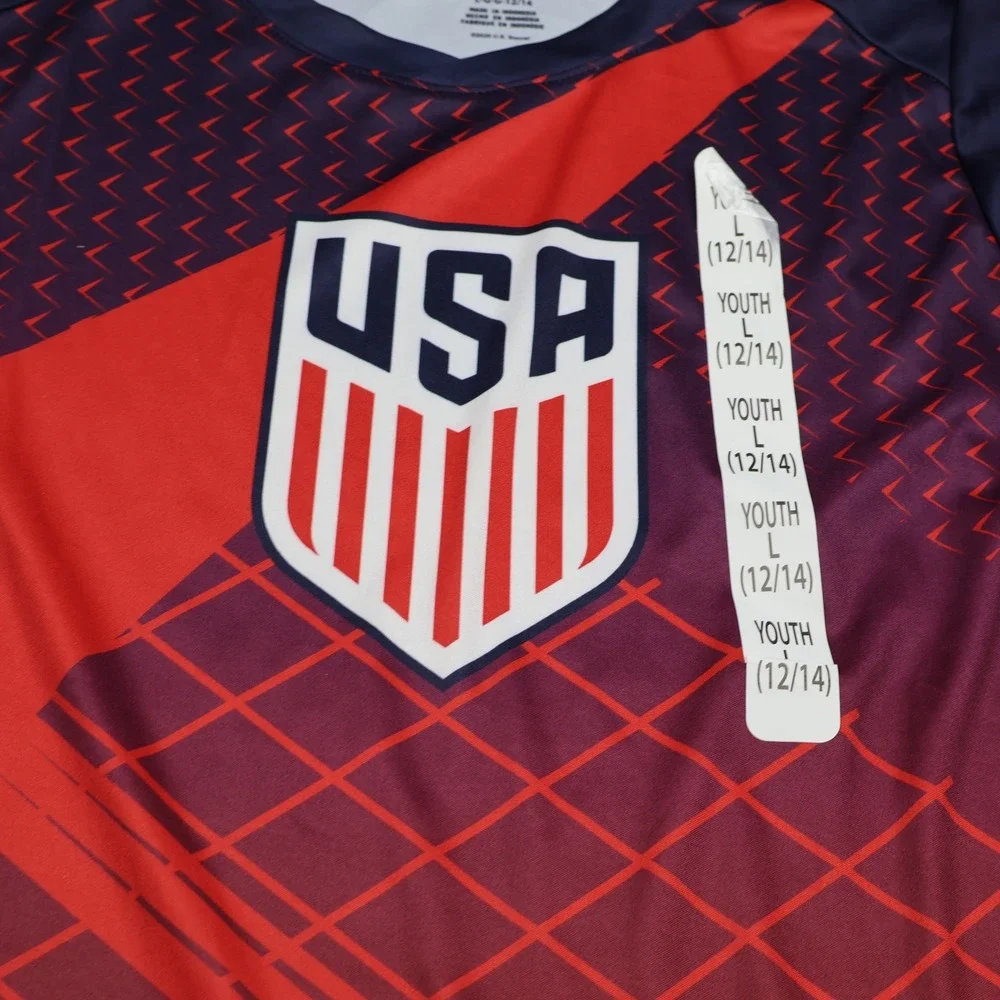 US Soccer Shirt Youth Large 12/14 Blue USA Team Football Jersey Athletic $20 NEW